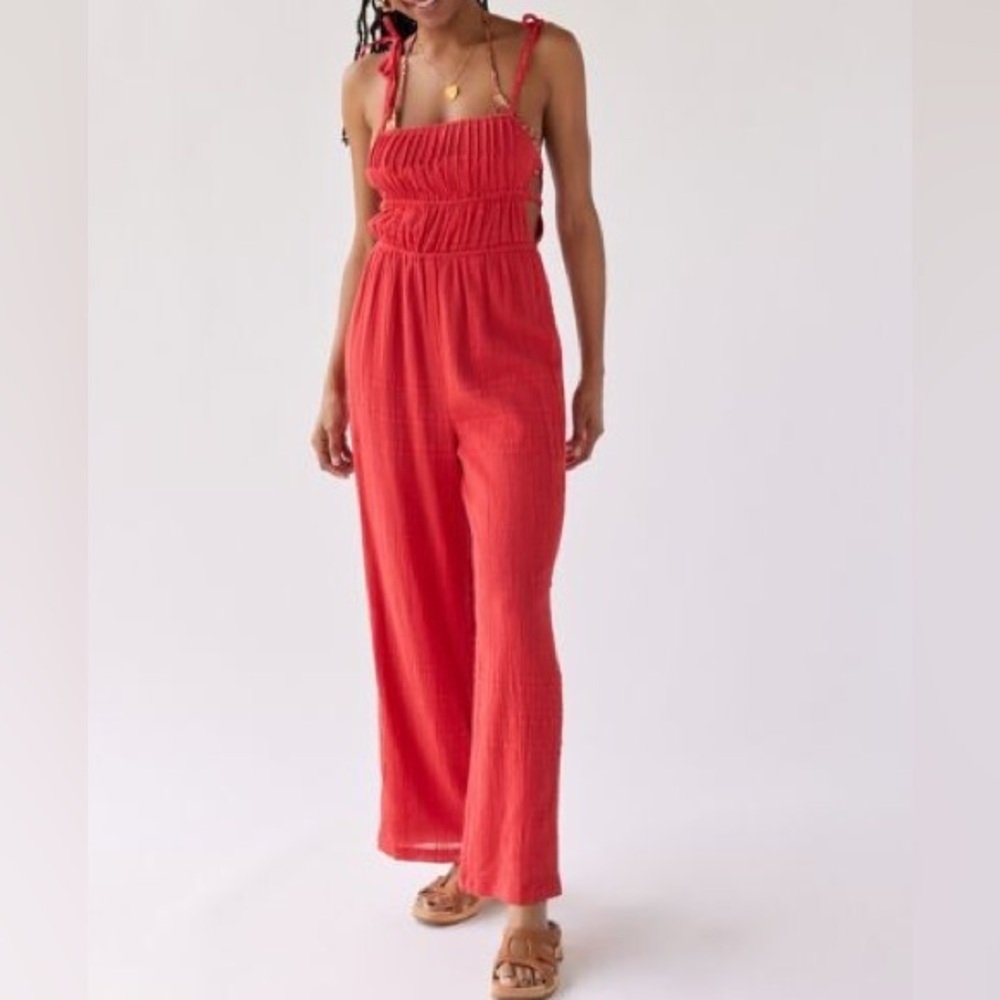 URBAN OUTFITTERS, Coral Cotton Jumpsuit
